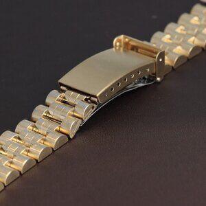 Hadley-Roma 20mm Curved Yellow Gold Plated Men's Watch Bracelet/Band, STR402YC